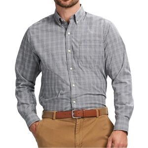 Izod Mens Performance Comfort Long Sleeve Shirt Asphalt Checker. Size M